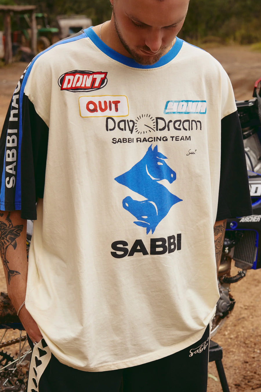 SABBI - The Very Oversized Don't Quit Your Day Dream Tee In Cream