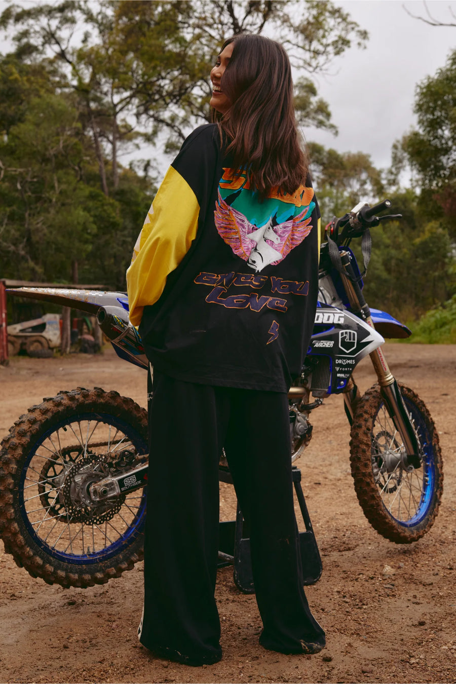 SABBI - The Long Sleeve Don't Quit Your Day Dream Long Sleeve Tee In Black + Yellow