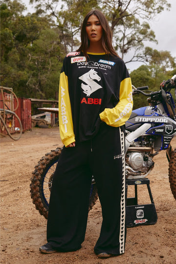SABBI - The Long Sleeve Don't Quit Your Day Dream Long Sleeve Tee In Black + Yellow
