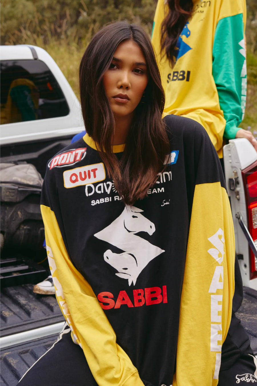 SABBI - The Long Sleeve Don't Quit Your Day Dream Long Sleeve Tee In Black + Yellow
