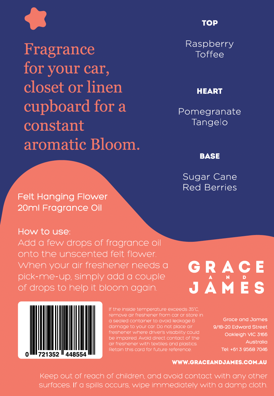 GRACE AND JAMES - Raspberry & Pomegranate Felt Air Freshener