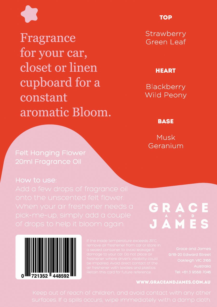 GRACE AND JAMES - Wild Rose & Blackberry Felt Air Freshener