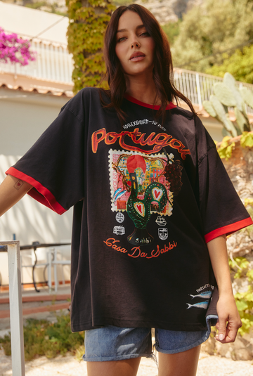 SABBI - The Very Oversided: The Portugal Love Notes Tee in Black