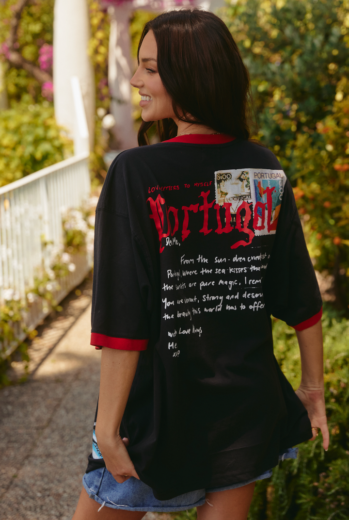 SABBI - The Very Oversided: The Portugal Love Notes Tee in Black