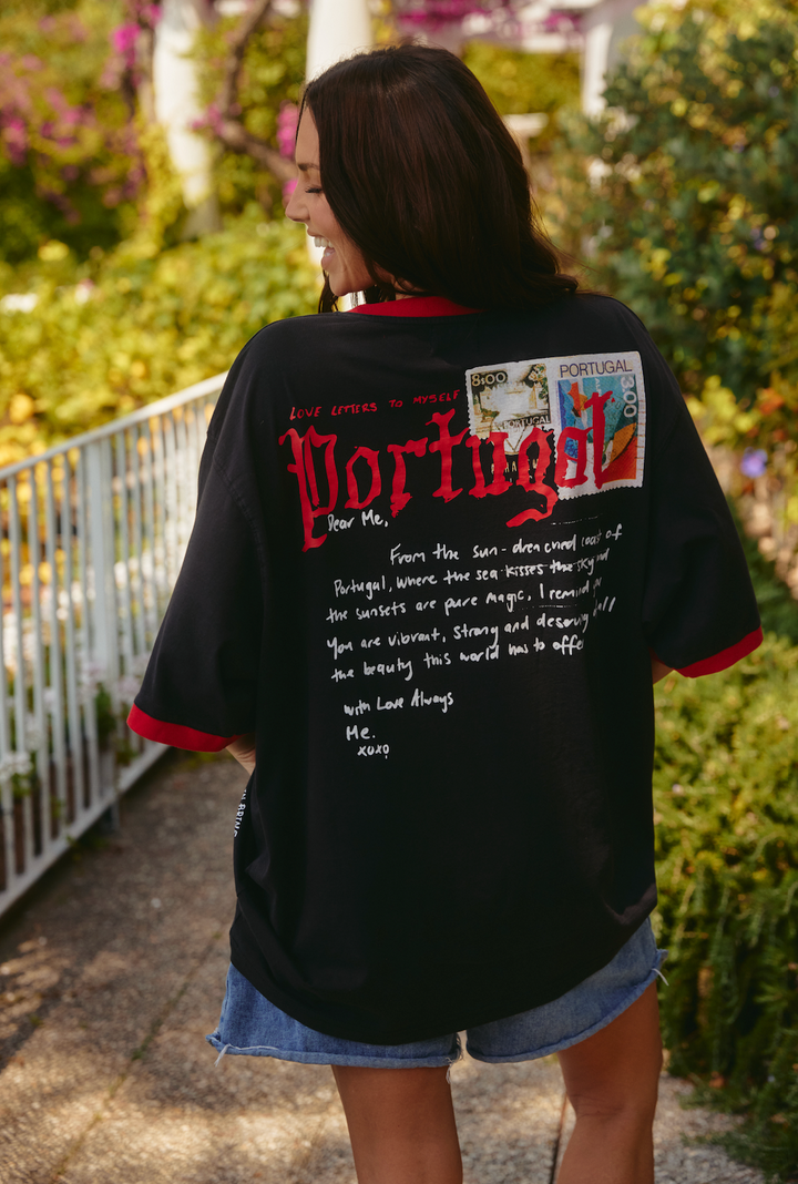 SABBI - The Very Oversided: The Portugal Love Notes Tee in Black