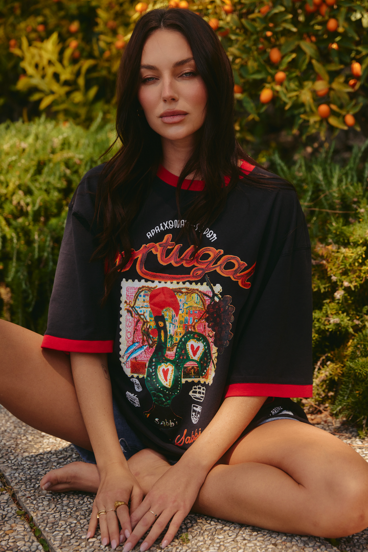 SABBI - The Very Oversided: The Portugal Love Notes Tee in Black