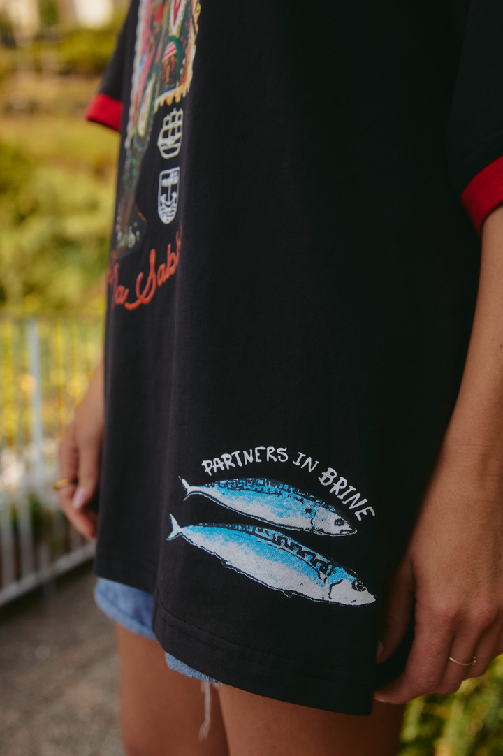 SABBI - The Very Oversided: The Portugal Love Notes Tee in Black