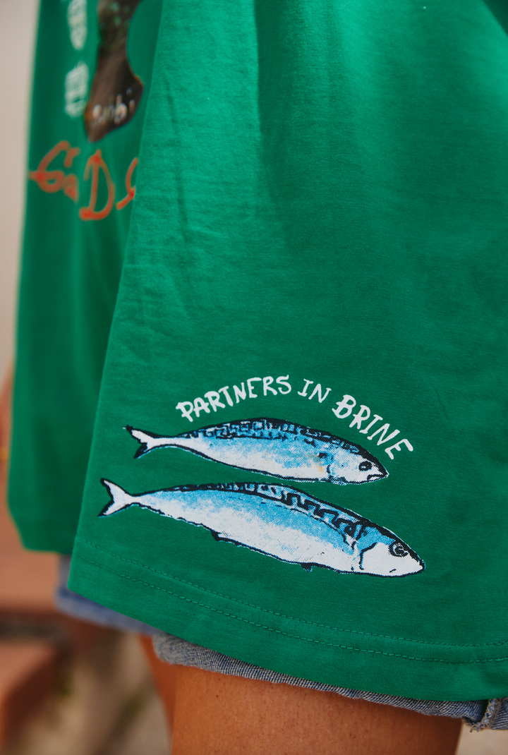 SABBI - The Very Oversided: The Portugal Love Notes Tee in Green