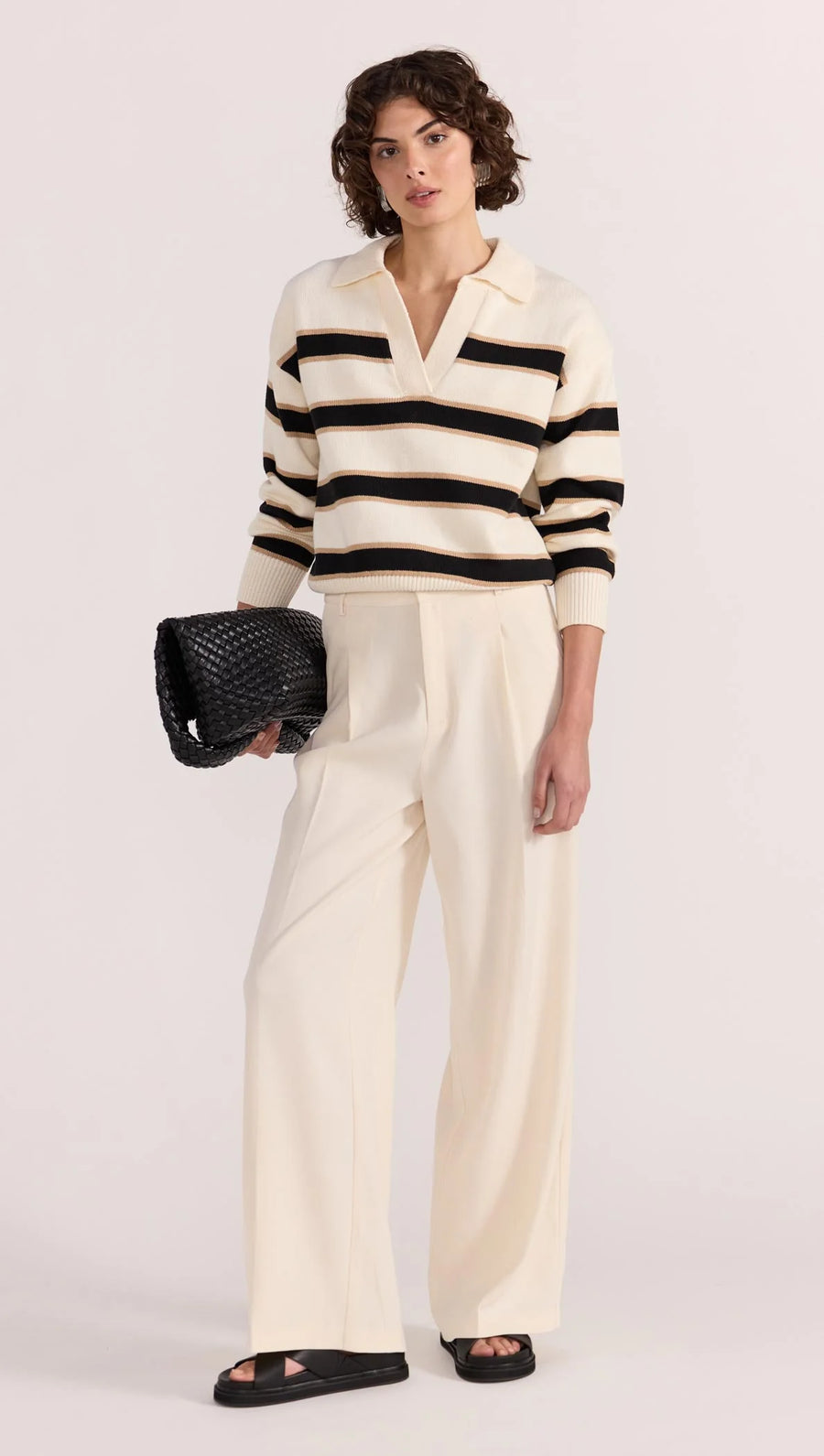Staple the Label - Hudson Polo Jumper in Cream/ Black