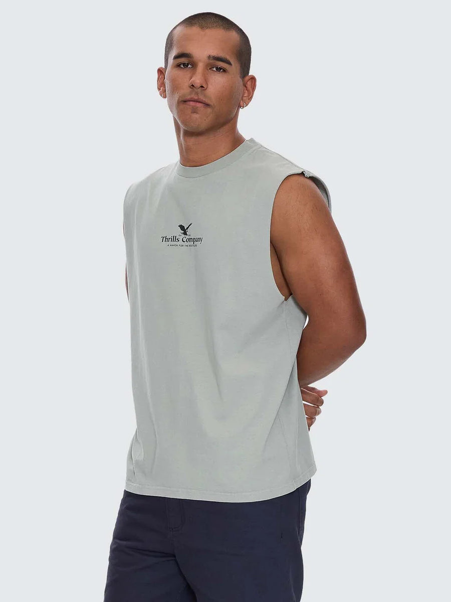 Thrills - A Haven for the Restless Merch Fit Muscle Tee in Dirty Sage