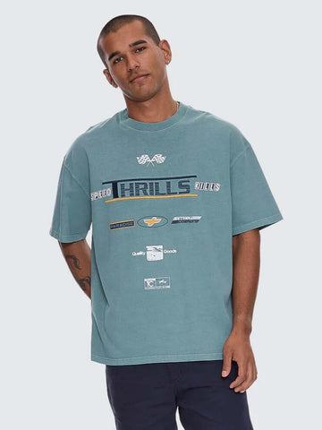 Thrills - Rapid Fire Box Fit Oversized Tee in Green Coast