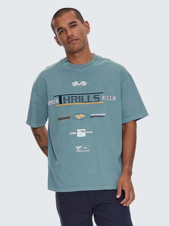 Thrills - Rapid Fire Box Fit Oversized Tee in Green Coast