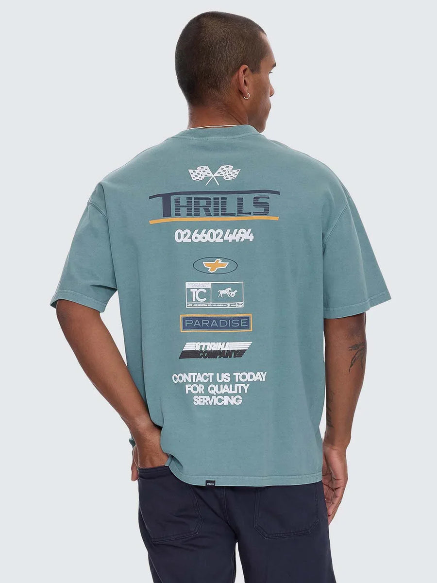 Thrills - Rapid Fire Box Fit Oversized Tee in Green Coast