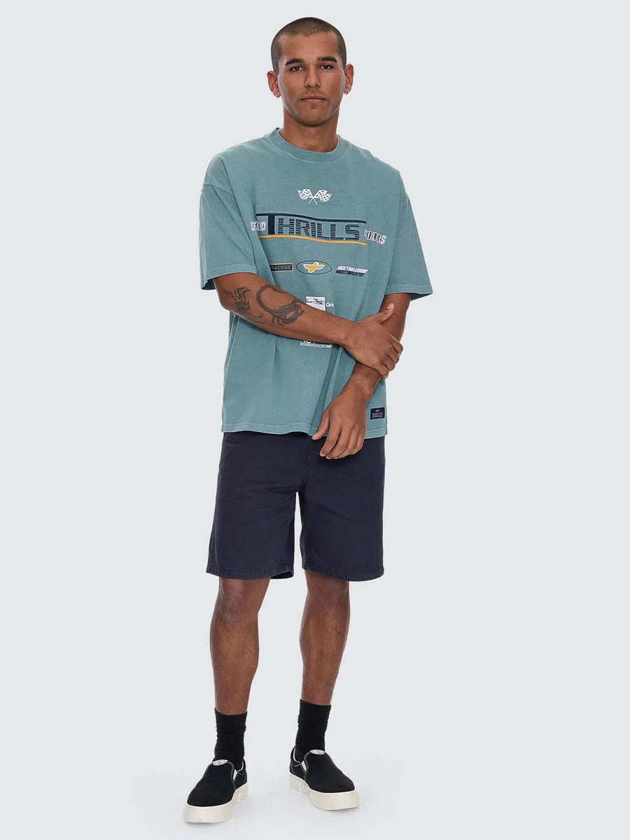 Thrills - Rapid Fire Box Fit Oversized Tee in Green Coast