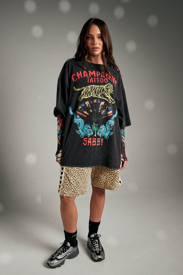 SABBI - The Champagne Tattoo Tee in Black