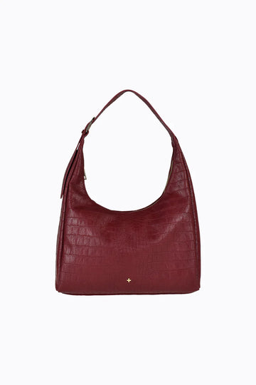 Peta + Jain - Tribeca Large Shoulder Bag in Cherry Croc/Gold