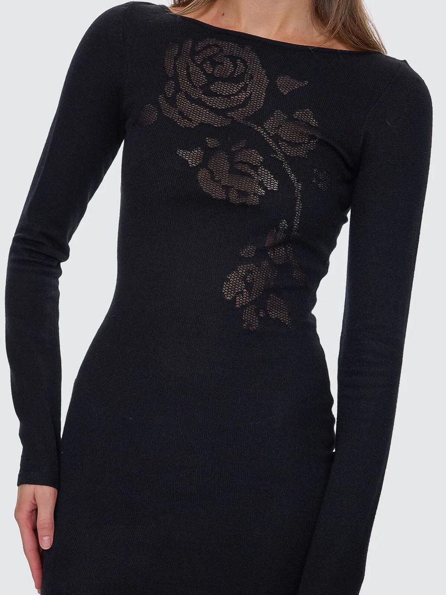 Thrills - Rosetta Knit Mini Dress in Black