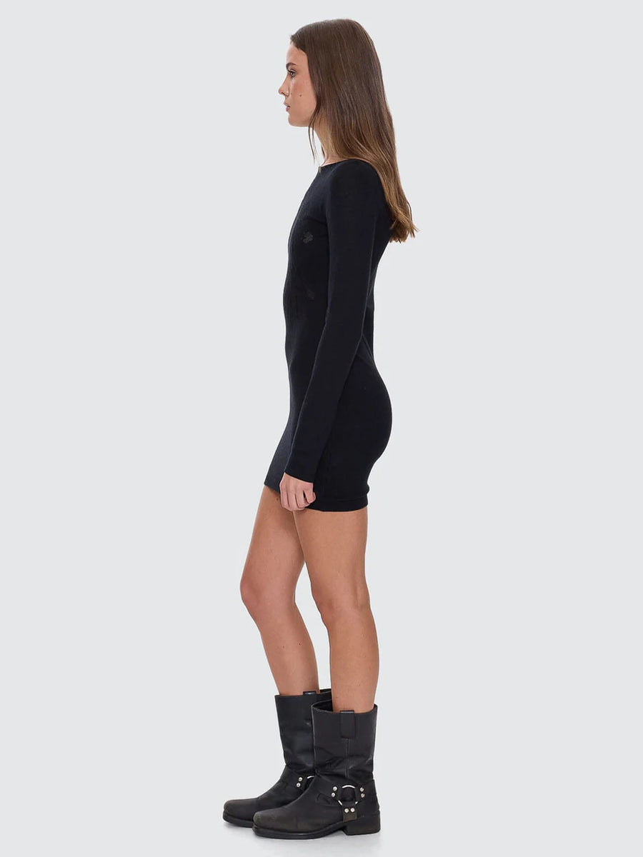Thrills - Rosetta Knit Mini Dress in Black