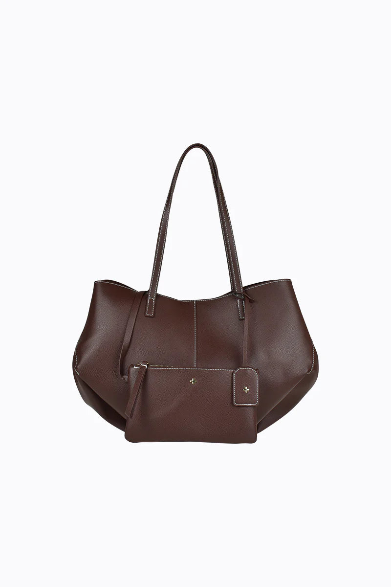Peta + Jain - Willa Angular Tote in Choc Pebble/Gold