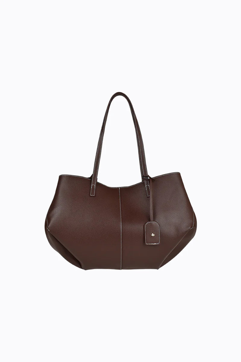 Peta + Jain - Willa Angular Tote in Choc Pebble/Gold