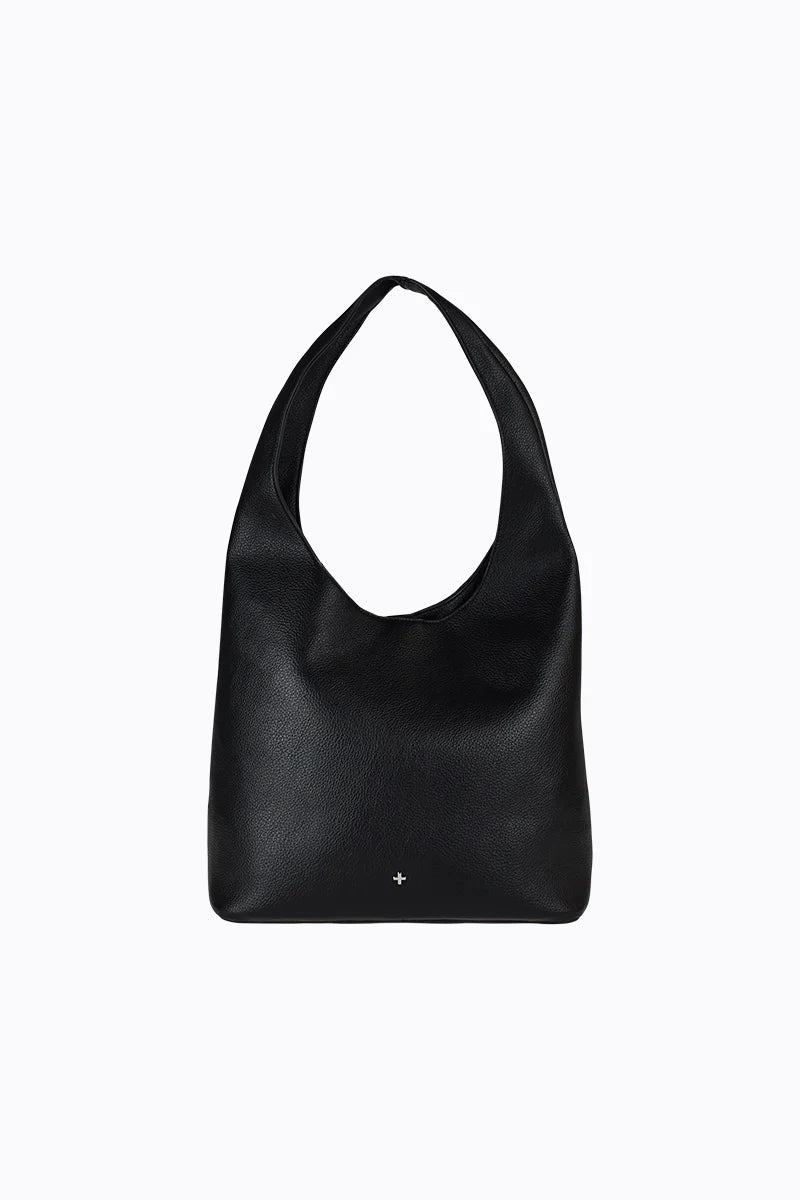 Peta + Jain - Yoko Stud Hobo Bag in Black Pebble/Silver