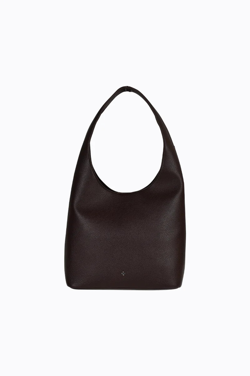 Peta + Jain - Yoko Stud Hobo Bag in Choc Pebble/Silver
