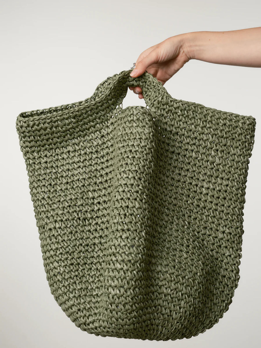 ZULU & ZEPHYR - Round Straw Bag In Olive