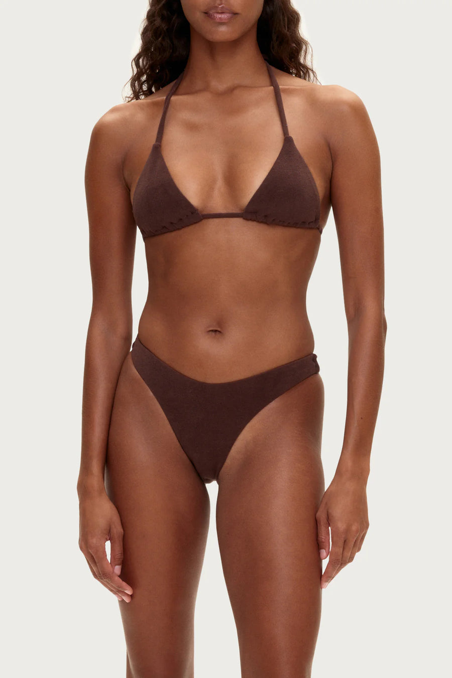 ZULU & ZEPHYR - Towelling Triangle Top In Chocolate