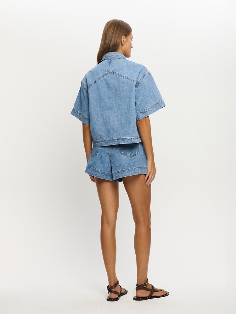 Kivari - Hester Denim Shirt in Stonewash Blue