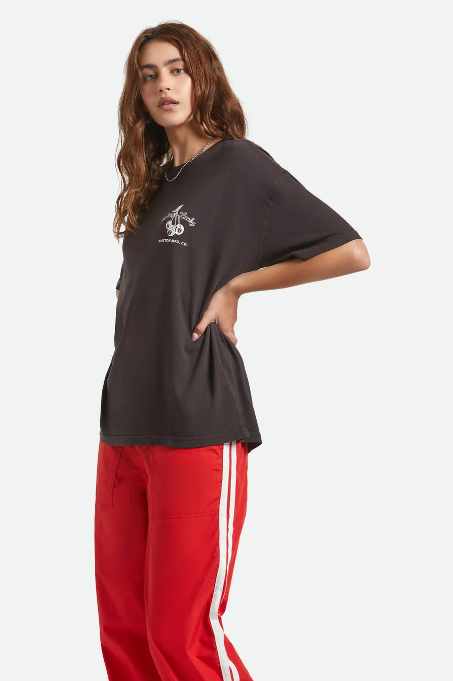 Brixton - Feeling Lucky Oversized Boyfriend Tee in Black