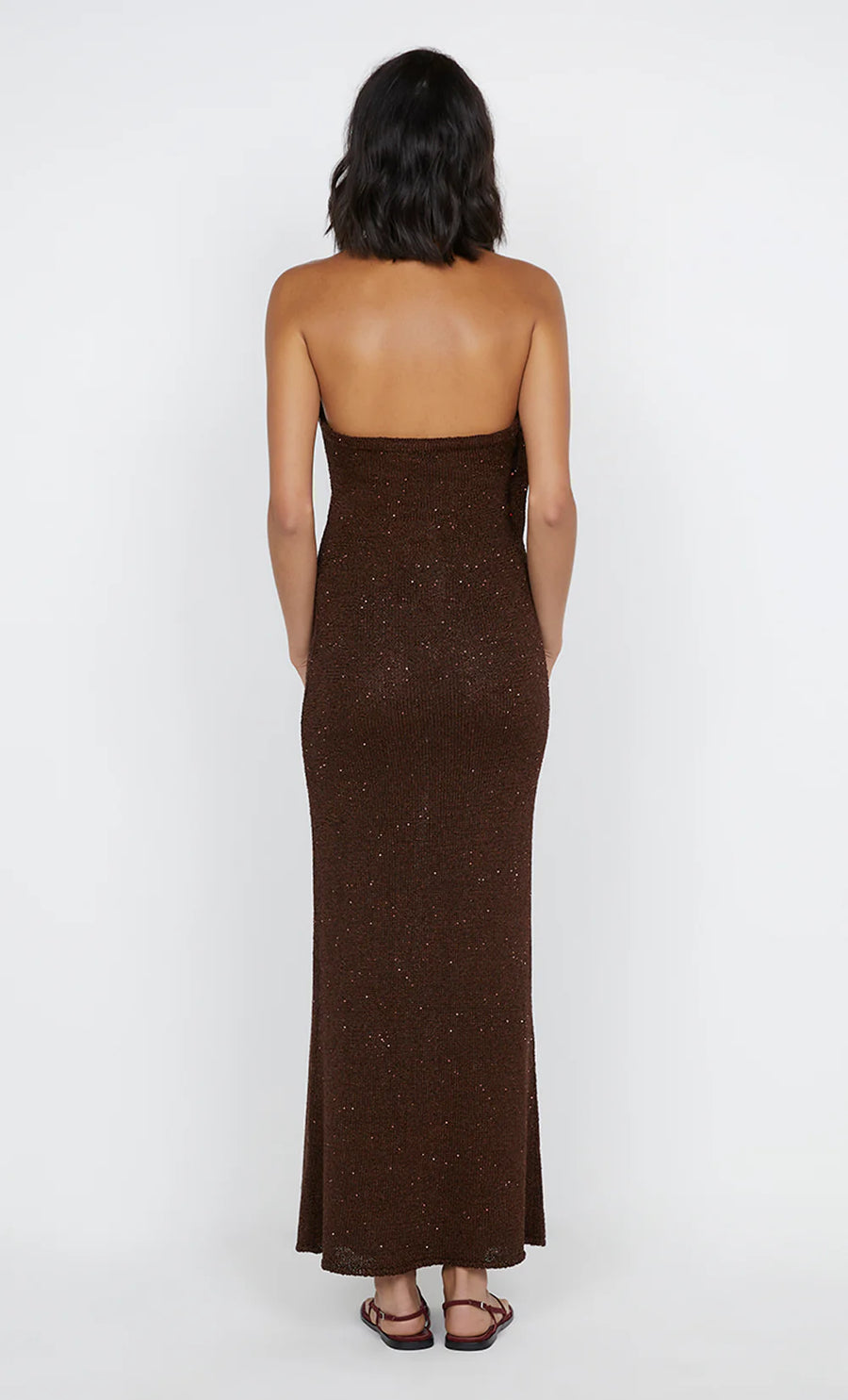 Bec + Bridge - Delfina Sequins Halter Midi Dress in Chocolate