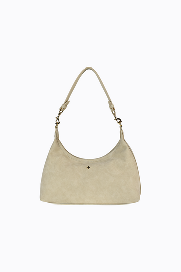 PETA + JAIN - Peach Shoulder Bag in Beige Suede/Gold