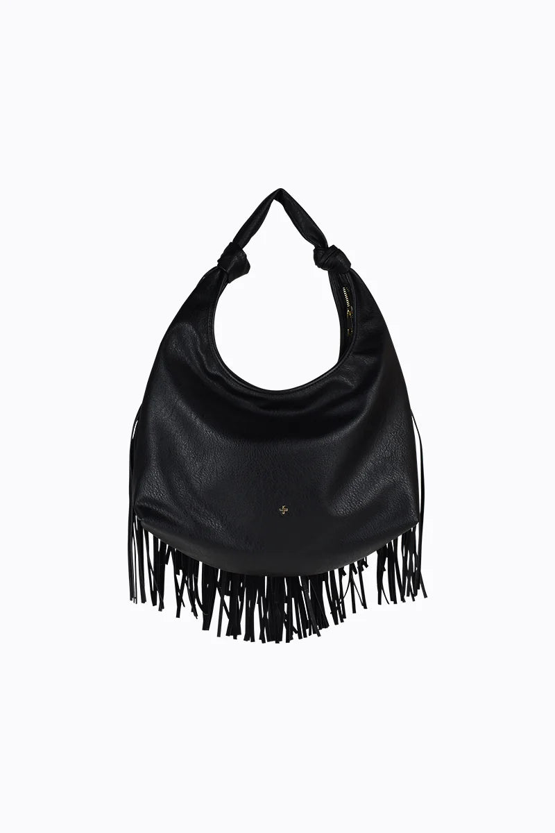 Peta + Jain - Moss Fringe Bag in Black PU/Gold