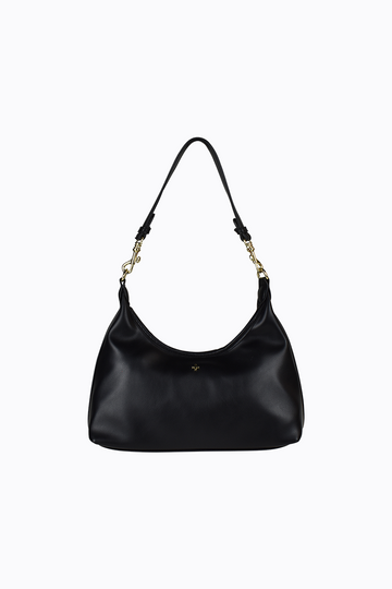 PETA + JAIN - Peach Shoulder Bag in Black PU/Gold