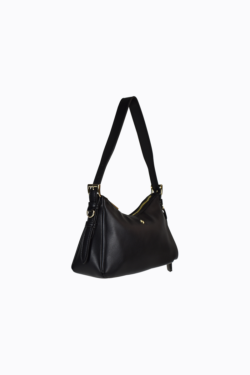 PETA + JAIN - Brody Shoulder Bag in Black PU/Gold