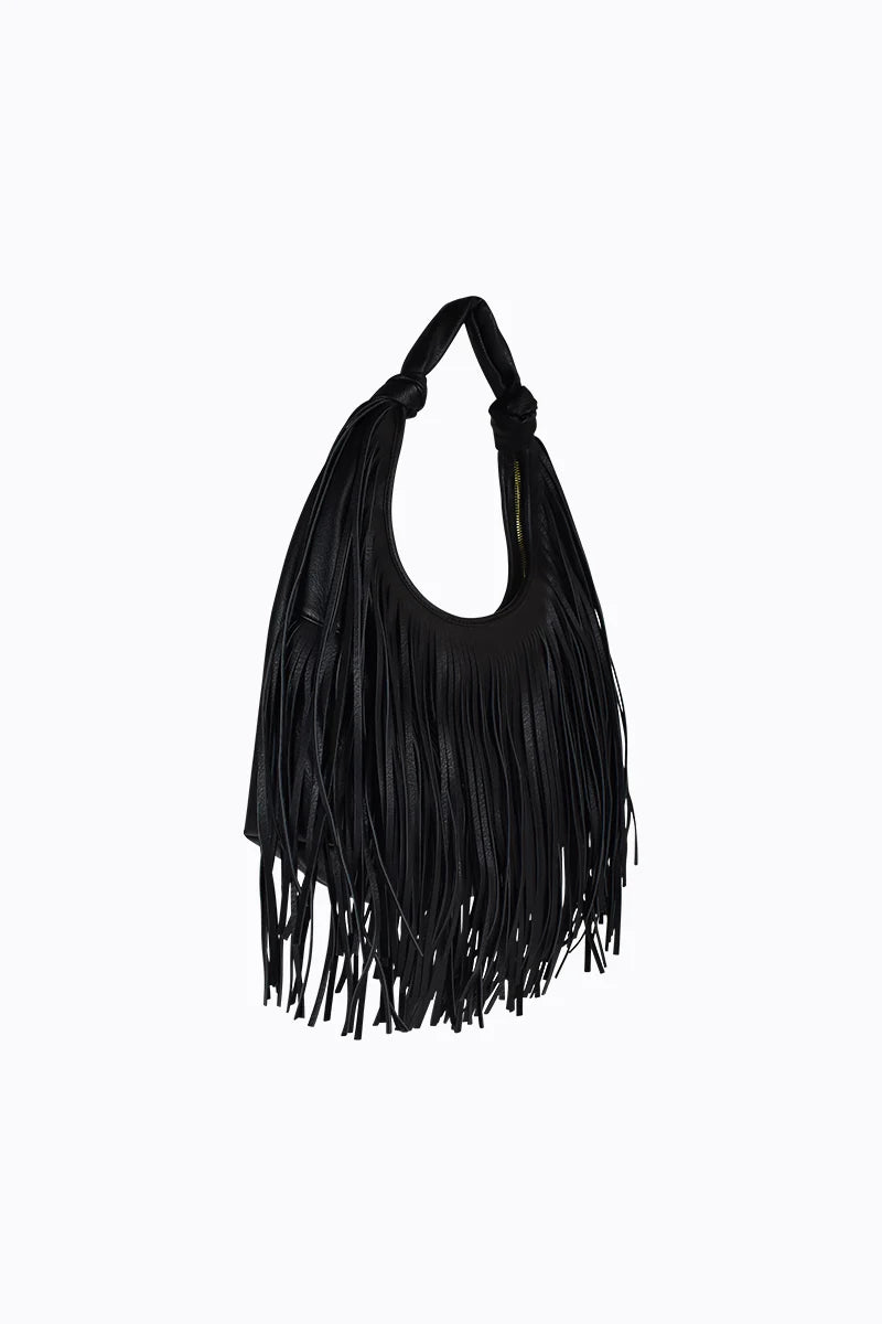Peta + Jain - Moss Fringe Bag in Black PU/Gold