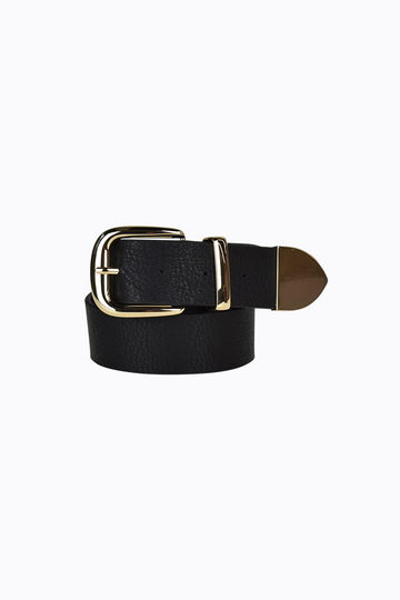 PETA + JAIN - Maisie Buckle Belt in Black PU/Gold