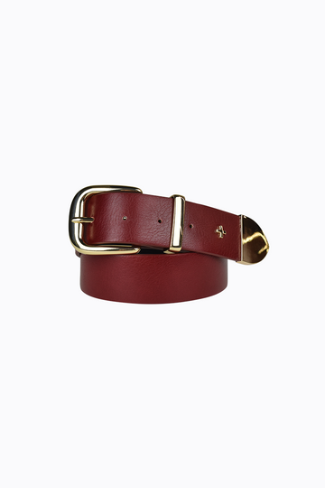 PETA + JAIN - Maisie Buckle Belt in Burgandy PU/Gold