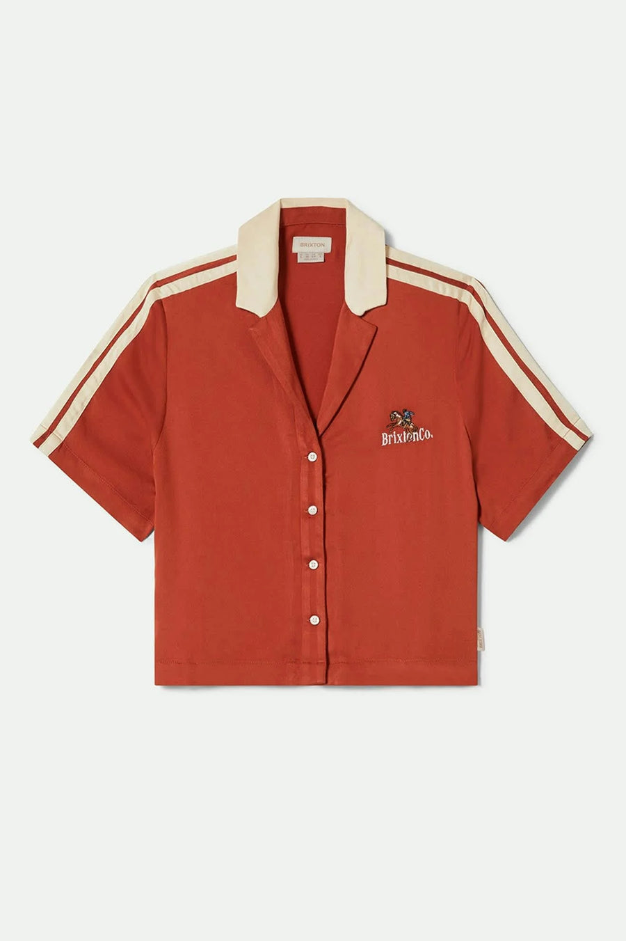 Brixton - Silky S/S Bowling Button Down Shirt in Burnt Brick