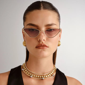 LE SPECS Sunglasses - The Soiree in Bright Gold/Tan Grad Flash Mirror Lens