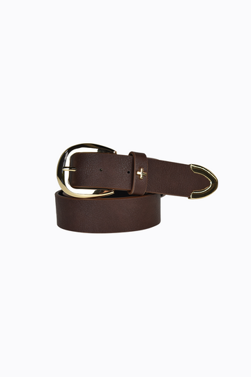 PETA + JAIN - Marissa Metal V-Tip Belt in Choc PU/Gold