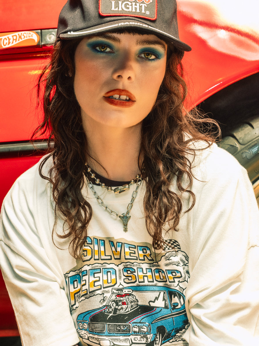 Brixton - Coors Light Raceway Boyfriend Tee in White