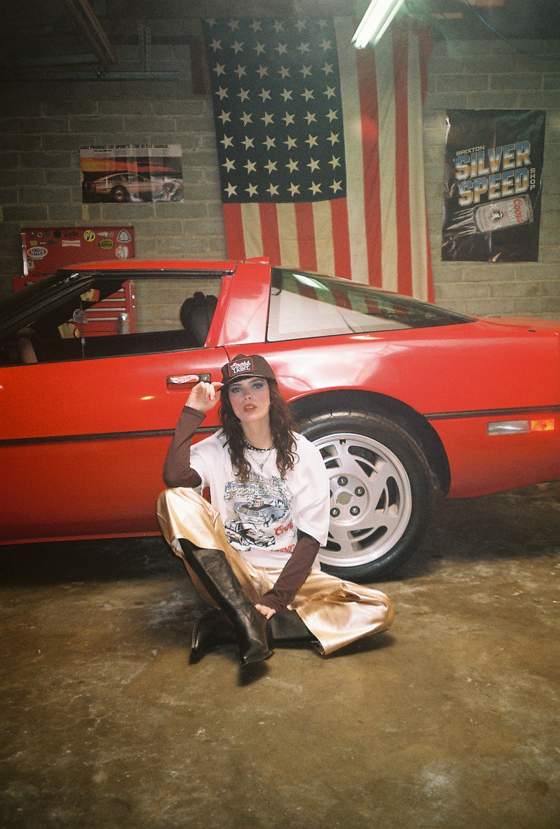 Brixton - Coors Light Raceway Boyfriend Tee in White