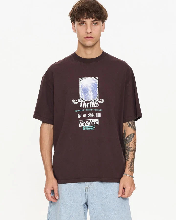 Thrills - Excitement Excitement Box Fit Oversized Tee in Black Coffee