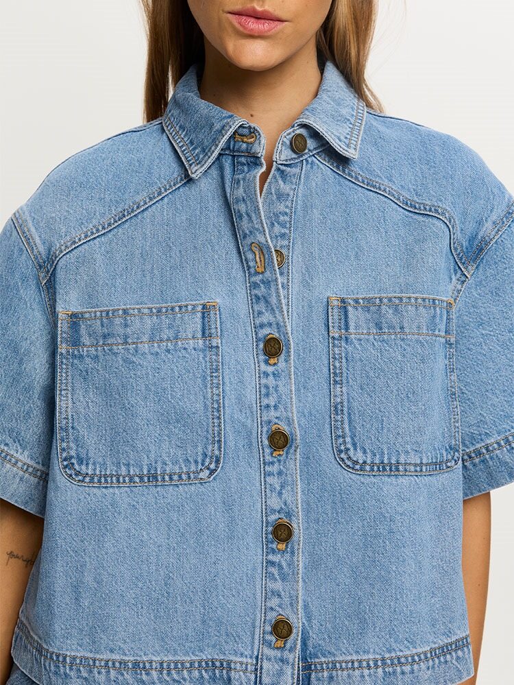 Kivari - Hester Denim Shirt in Stonewash Blue