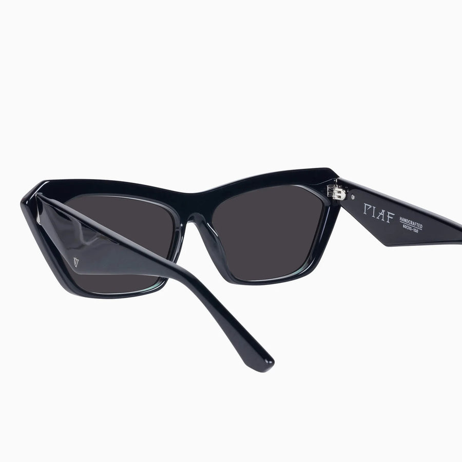 VALLEY EYEWEAR - Piaf Gloss Black w. Silver Metal/Black Lens
