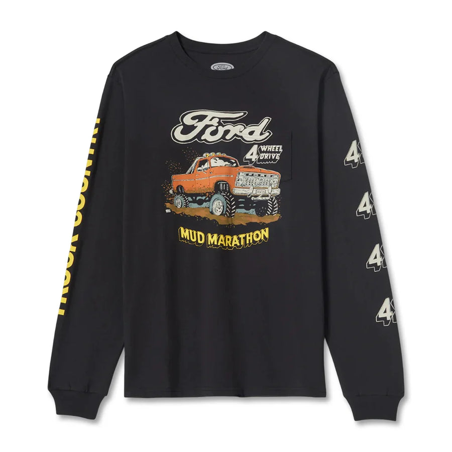 Brixton - Ford Mud Marathon Long Sleeve Tee in Burnt Rubber