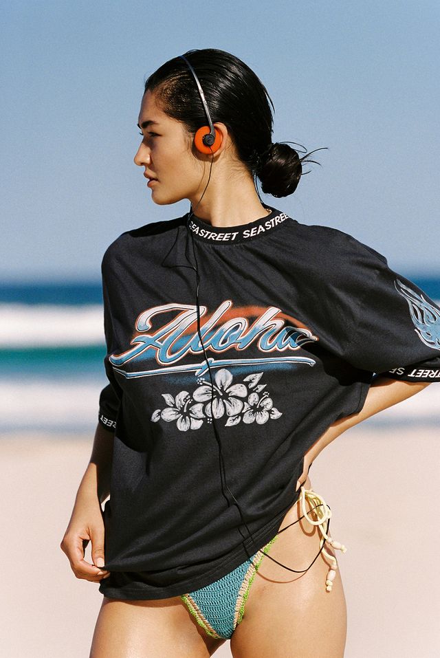 Sea Street - Aloha Moto SS T-Shirt in Washed Black