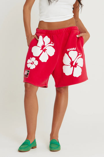 SABBI - Happy Hibiscus Shorts in Red