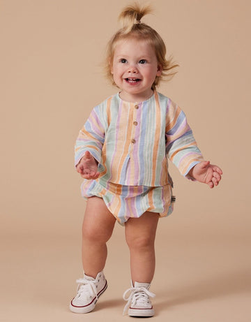 GOLDIE + ACE - Kya Linen Shirt in Pastel Stripe